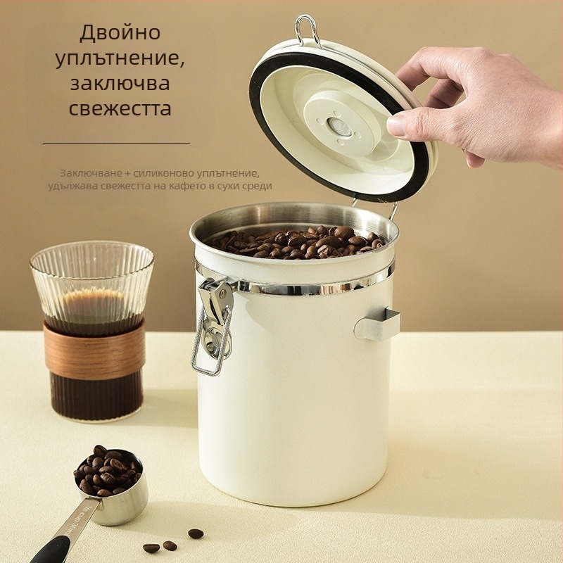 304 кафени зърна, запечатани кутии, дата на запис, кутии за съхранение на кафе на прах, кутии за ориз, ядки и зърнени храни, кутия за съхранение на свежест с лъжица