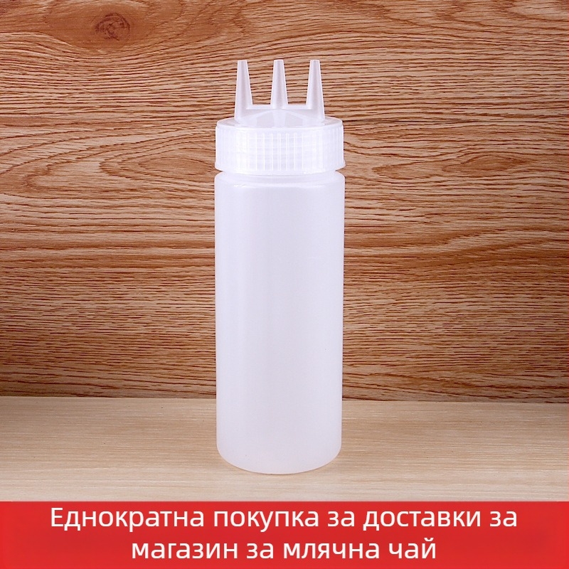 Бутилка за доматен сос с три отвора, пластмасова бутилка за салата, бутилка за сос, висококачествена бутилка за стискане, бутилка за конфитюр