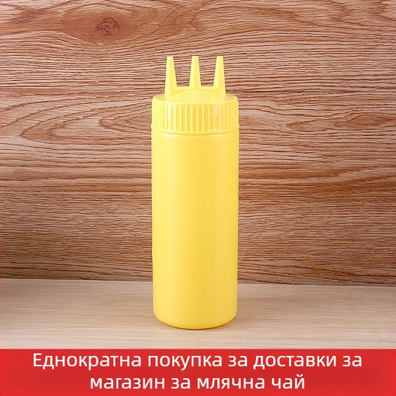 Бутилка за доматен сос с три отвора, пластмасова бутилка за салата, бутилка за сос, висококачествена бутилка за стискане, бутилка за конфитюр