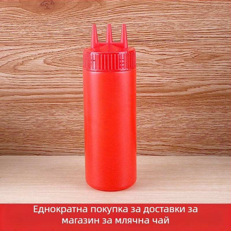 Бутилка за доматен сос с три отвора, пластмасова бутилка за салата, бутилка за сос, висококачествена бутилка за стискане, бутилка за конфитюр