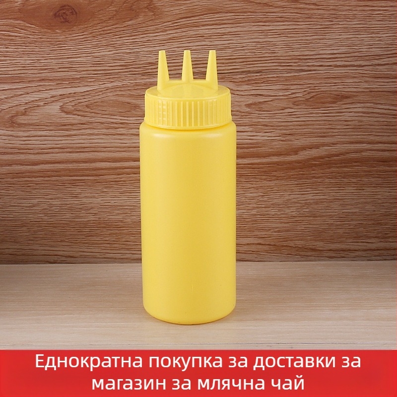 Бутилка за доматен сос с три отвора, пластмасова бутилка за салата, бутилка за сос, висококачествена бутилка за стискане, бутилка за конфитюр