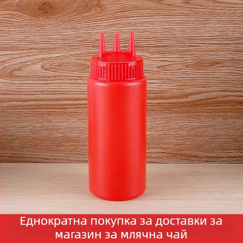 Бутилка за доматен сос с три отвора, пластмасова бутилка за салата, бутилка за сос, висококачествена бутилка за стискане, бутилка за конфитюр