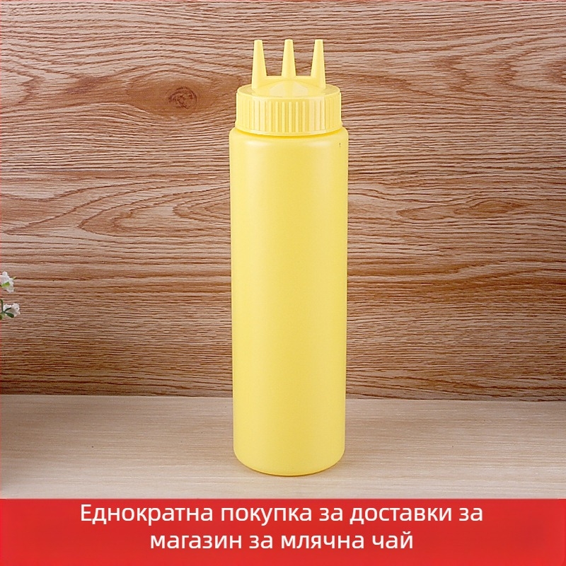 Бутилка за доматен сос с три отвора, пластмасова бутилка за салата, бутилка за сос, висококачествена бутилка за стискане, бутилка за конфитюр