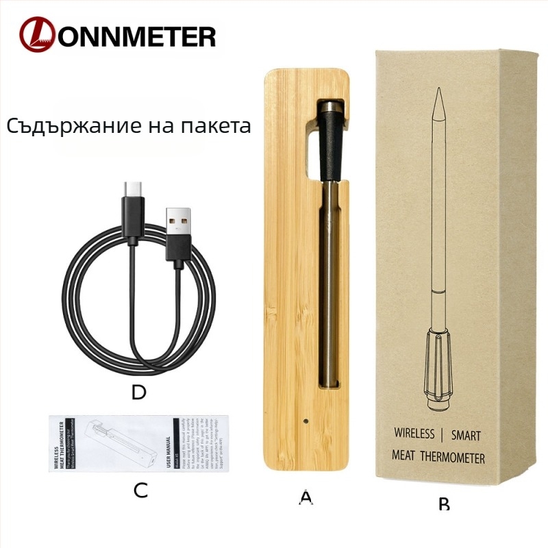 Трансграничен безжичен Bluetooth термометър за храна, водоустойчив, електронен, кухненски, фурна, барбекю, прецизно измерване на температурата