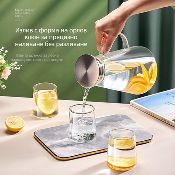 Стъклена чаша за студена вода с висока температура, чайник за плодове с голям капацитет, комплект чайници за лед и студен чай, домакински чайник за студена вода, чайник за студена вода