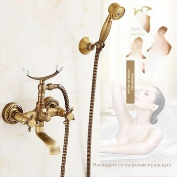 Изцяло меден античен прост душ костюм в европейски стил душ за баня душ смесител ретро душ изход