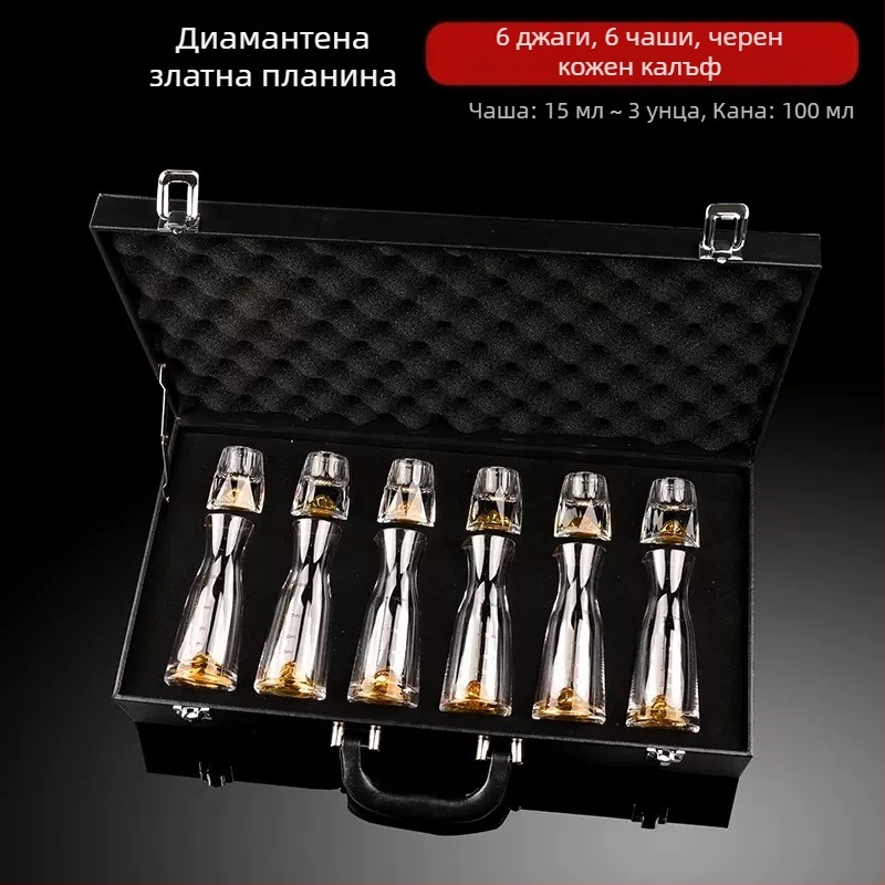 Чаша за капка от фасет, креативна кристална чаша, златно фолио, бяла чаша за вино, спиртни напитки, едро