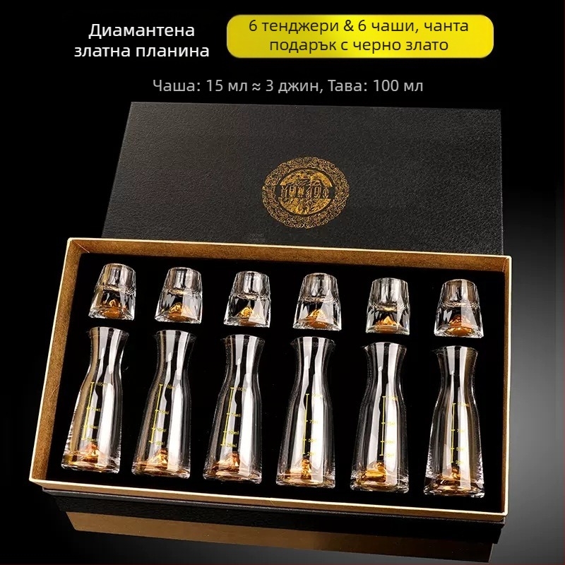 Чаша за капка от фасет, креативна кристална чаша, златно фолио, бяла чаша за вино, спиртни напитки, едро
