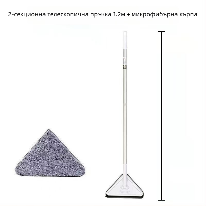 Нов триъгълен моп, изключително голям, въртящ се на 360 градуса, за почистване на стъклени стени, тавани, подове и дървени подове