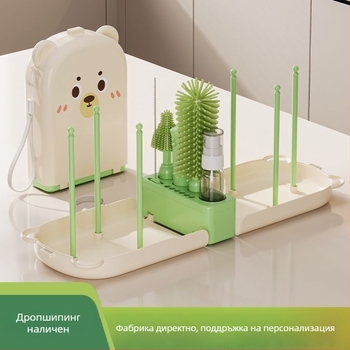 Преносима четка за бебешки шишета, четка за чаши, силиконова четка за почистване, кутия за съхранение на четка за почистване на новородени, костюм за пътуване