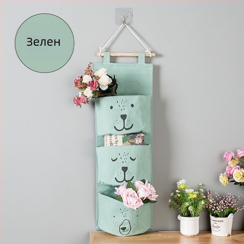 Домашна креативна памучна ленена чанта за съхранение, водоустойчива платнена чанта за стена с три джоба, висяща чанта за гардероб, довършителни работи, чанта за съхранение на дреболии