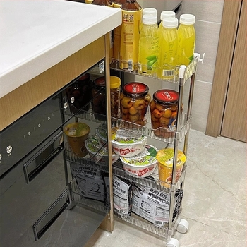 Шкаф за съхранение в кухнята 22, стелаж за съхранение в банята, пластмасов страничен шкаф за тоалетна, тясно съхранение