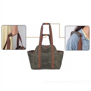 Водоустойчива чанта за дърва за огрев, изключително голяма чанта за транспортиране на дърва за огрев, чанта за съхранение на дърва за къмпинг на открито, дървена платнена чанта