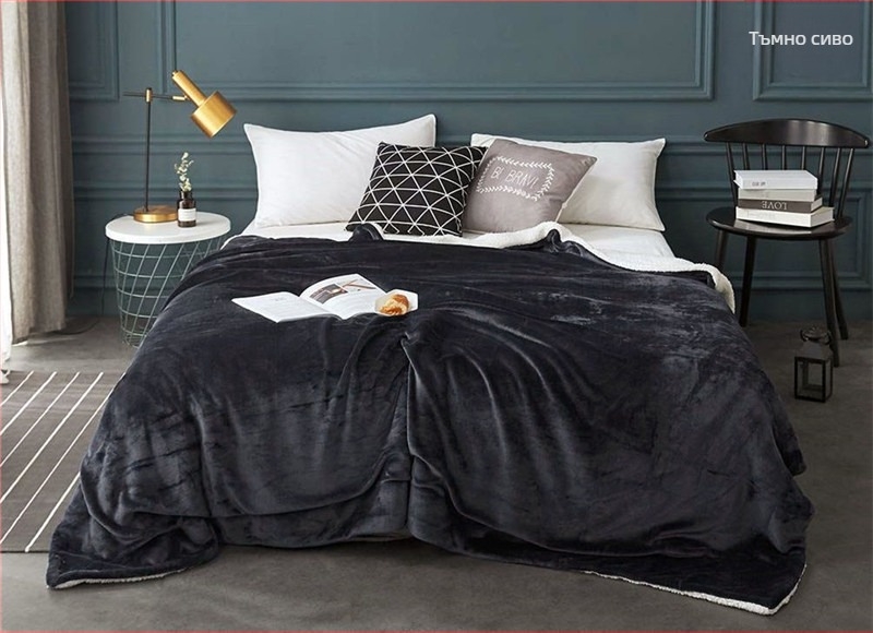 Одеяло от агнешка вълна, зимно единично фланелено одеяло от коралов полар, двуслойно удебелено за топлина