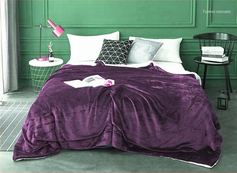 Одеяло от агнешка вълна, зимно единично фланелено одеяло от коралов полар, двуслойно удебелено за топлина