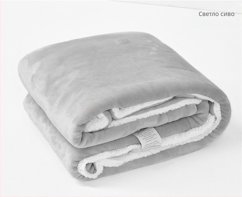 Одеяло от агнешка вълна, зимно единично фланелено одеяло от коралов полар, двуслойно удебелено за топлина