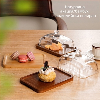 Трансгранична гореща продажба на закуски, десертни торти, десертна чиния, правоъгълна чиния за масло от акациево дърво, стъклена чиния за масло със сирене
