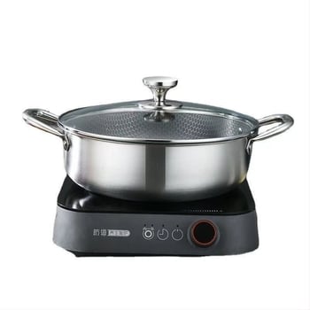 Незалепваща тенджера с пчелна пита, непокрита с незалепващо покритие, тенджера за супа от неръждаема стомана с голям капацитет, двуслойна параходка, домакинска индукционна печка, универсална гореща тенджера