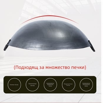 Домашен старомоден железен тиган без покритие, уок за готвачи, газов котлон, готвен на желязо, незалепващ тиган с двойно ухо, голям железен тиган