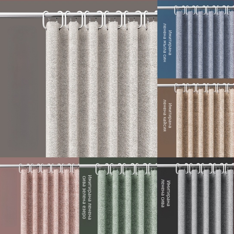 Директна доставка от фабрика през граница, 230 г удебелена имитация на лен, завеса за душ, водоустойчива и устойчива на мухъл, полиестерна кърпа, готова за употреба в банята