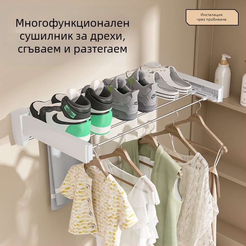 Невидима стойка за сушене на дрехи за баня, вътрешна, балконска, сгъваема, стенен, телескопична, закачалка за кърпи, артефакт за сушене на дрехи