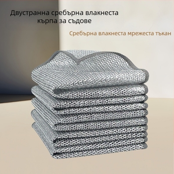 Стоманена тел, парцал с топка от стоманена тел, кърпа за съдове, почистване на кухня, специална сребърна тел, четка без масло, кърпа за съдове за тиган