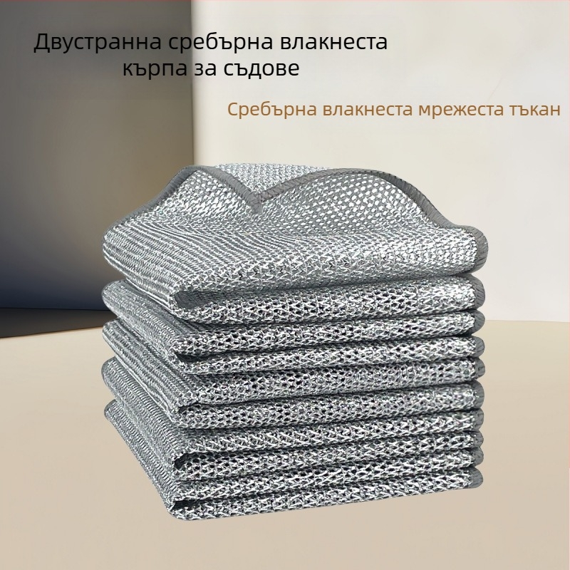 Стоманена тел, парцал с топка от стоманена тел, кърпа за съдове, почистване на кухня, специална сребърна тел, четка без масло, кърпа за съдове за тиган