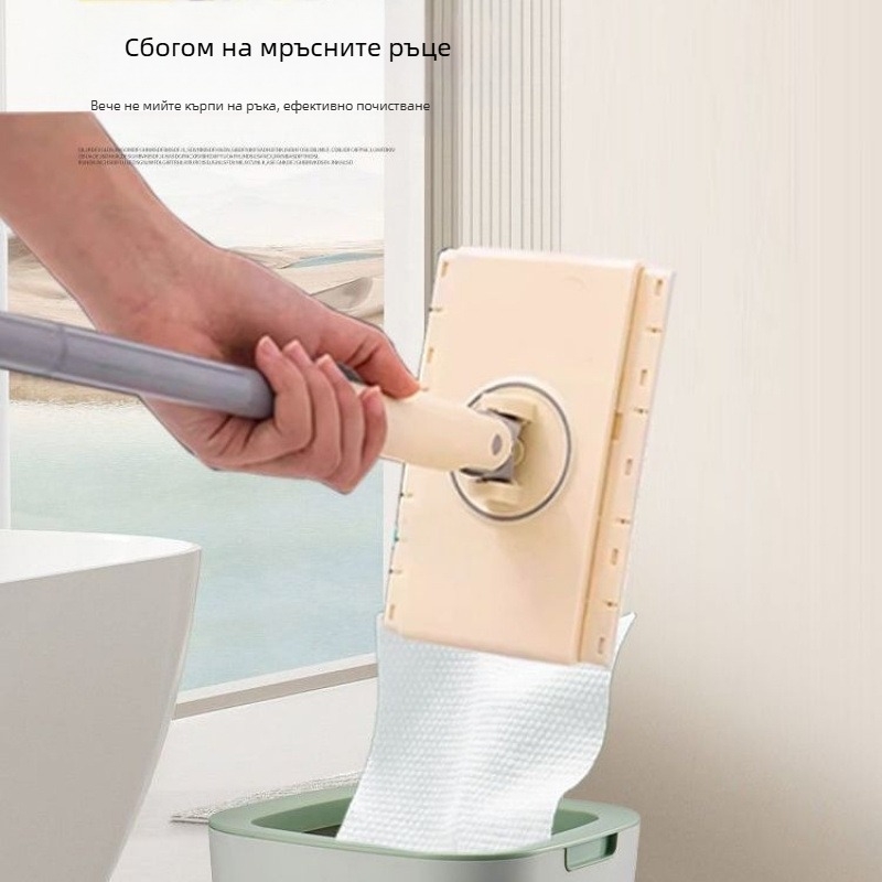 Моп за лице с кърпа за ръце, плоски домакински мързеливи мокри кърпички, вторично почистване, моп