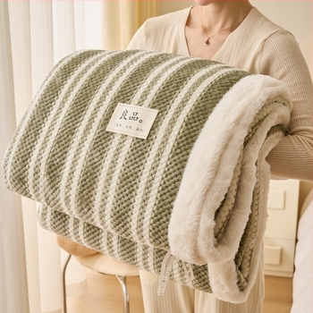Трансгранично удебелено одеяло от коралов полар с боб, одеяло за обяд, одеяло за зимна дрямка, одеяло за диван, офис одеяло