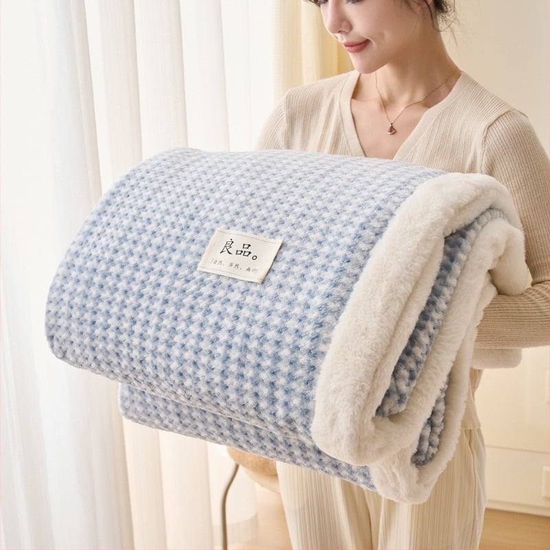 Трансгранично удебелено одеяло от коралов полар с боб, одеяло за обяд, одеяло за зимна дрямка, одеяло за диван, офис одеяло