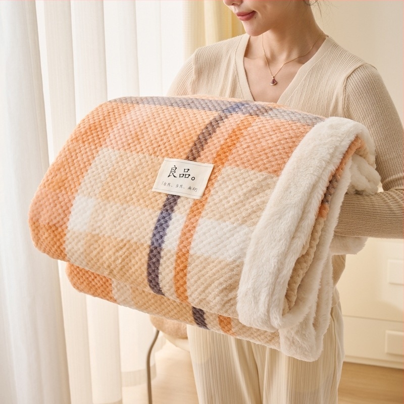 Трансгранично удебелено одеяло от коралов полар с боб, одеяло за обяд, одеяло за зимна дрямка, одеяло за диван, офис одеяло
