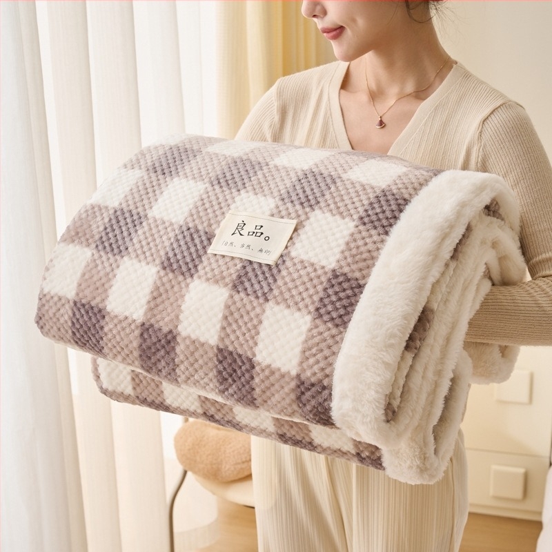 Трансгранично удебелено одеяло от коралов полар с боб, одеяло за обяд, одеяло за зимна дрямка, одеяло за диван, офис одеяло