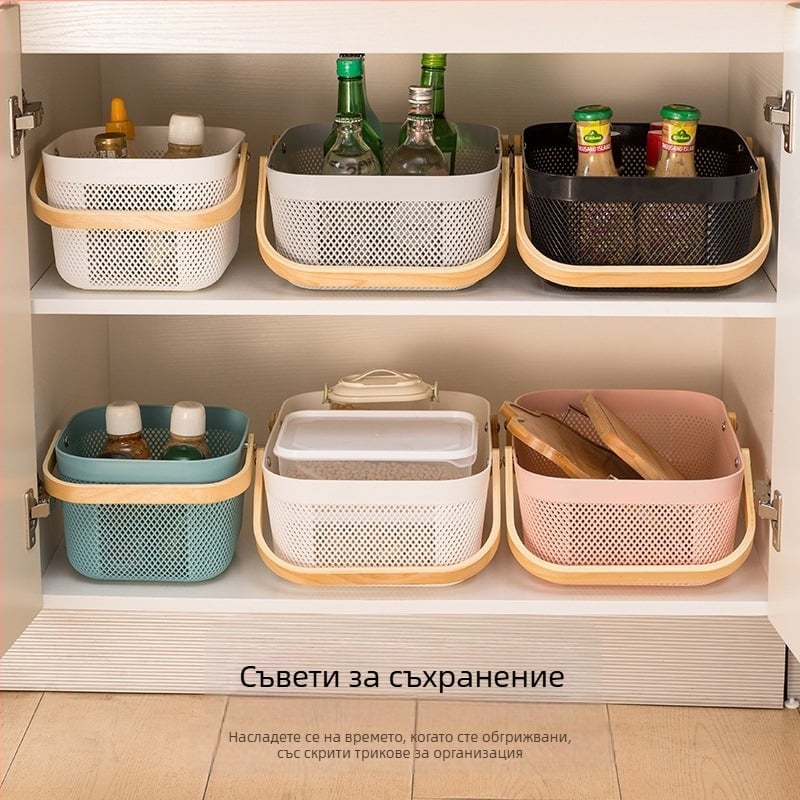 Преносима кошница за съхранение на подходяща цена, кошница за съхранение в домакинството, синя, кошница за съхранение в кухнята в японски стил, кошница за зеленчуци и плодове, синя, кошница за съхранение в банята