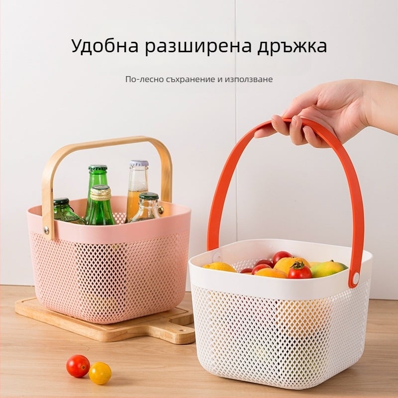 Преносима кошница за съхранение на подходяща цена, кошница за съхранение в домакинството, синя, кошница за съхранение в кухнята в японски стил, кошница за зеленчуци и плодове, синя, кошница за съхранение в банята