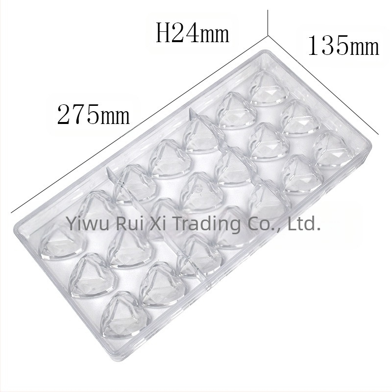 Форма за шоколад Love Diamond, пластмасова диамантена форма за печене на шоколадови бонбони с диамантено сърце