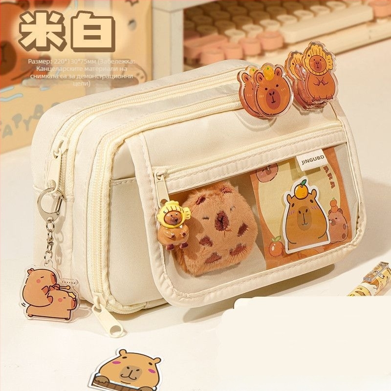 Нов калъф за моливи Capibala за момичета, ученици от началното училище, с висок вид, флип калъф за моливи с голям капацитет за момчета