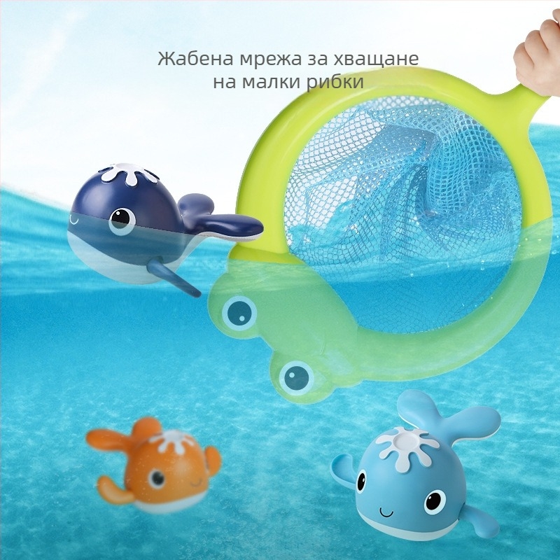 Трансграничен бебешки навиващ се воден кит навиващ се плуващ кит за баня магнитен комплект за риболов играчка за къпане във вода