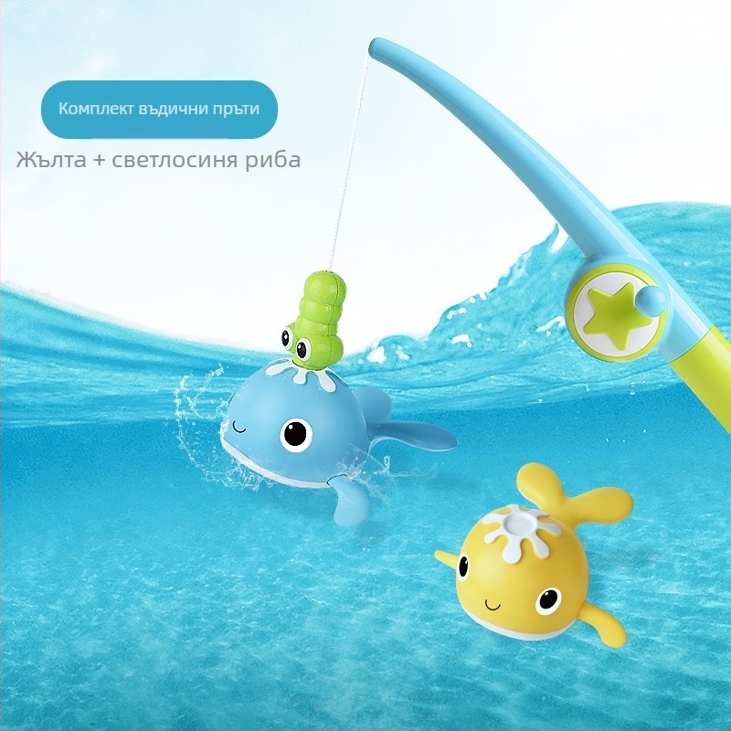 Трансграничен бебешки навиващ се воден кит навиващ се плуващ кит за баня магнитен комплект за риболов играчка за къпане във вода