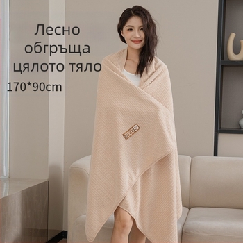 Нова удебелена екстра голяма кърпа за баня от коралов полар с царевична решетка за възрастни, абсорбираща, бързосъхнеща, без власинки