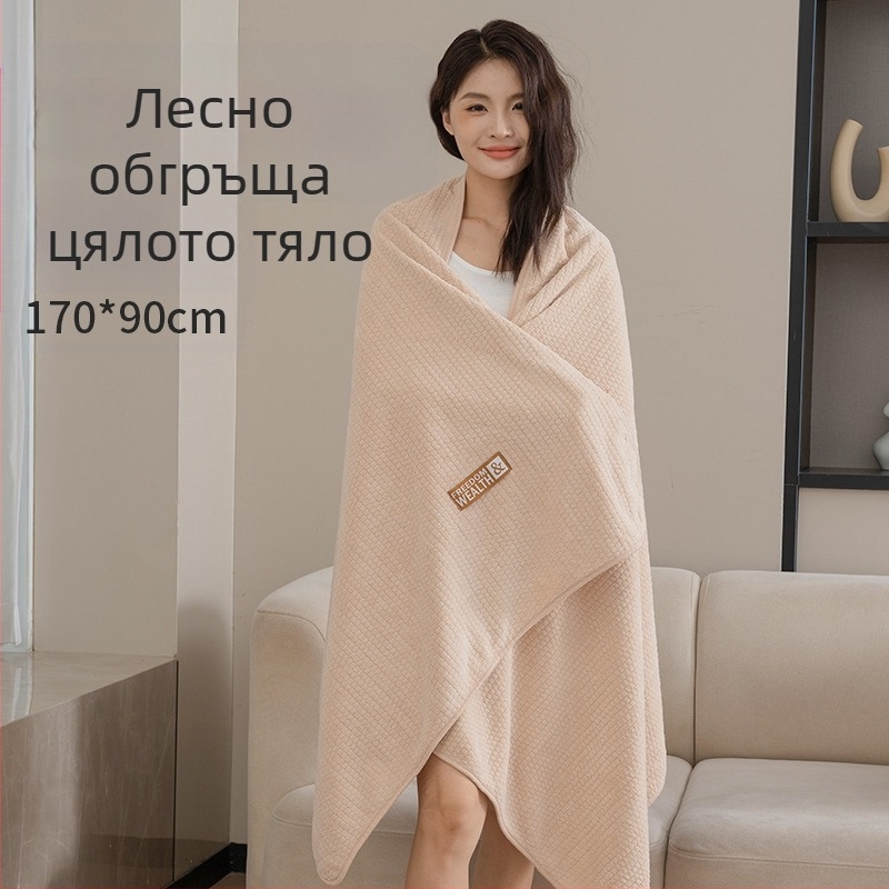 Нова удебелена екстра голяма кърпа за баня от коралов полар с царевична решетка за възрастни, абсорбираща, бързосъхнеща, без власинки