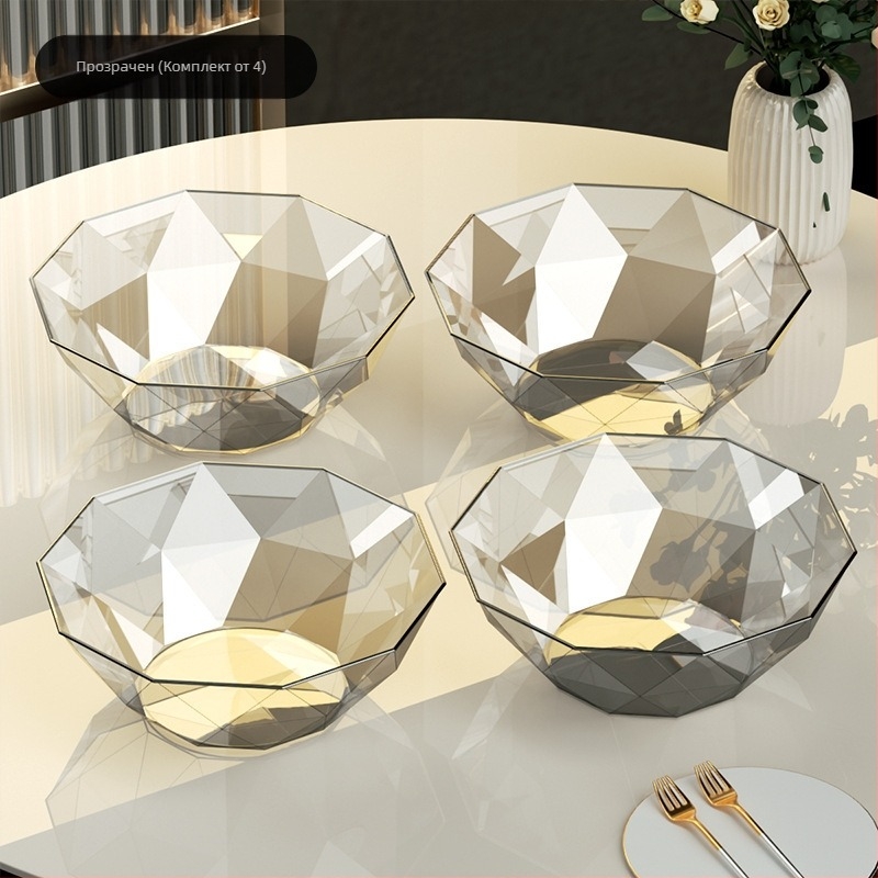 Плодова чиния за хол Домакинска масичка за кафе Плодова чиния 2024 Ново вписване Луксозни висококачествени закуски Висококачествена кристална чиния за бонбони с плодове