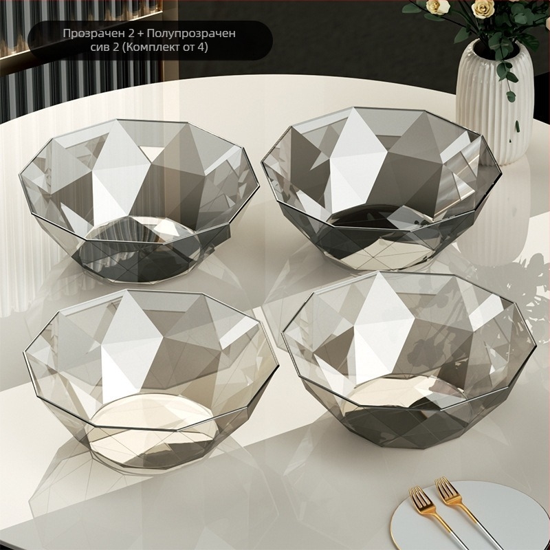 Плодова чиния за хол Домакинска масичка за кафе Плодова чиния 2024 Ново вписване Луксозни висококачествени закуски Висококачествена кристална чиния за бонбони с плодове