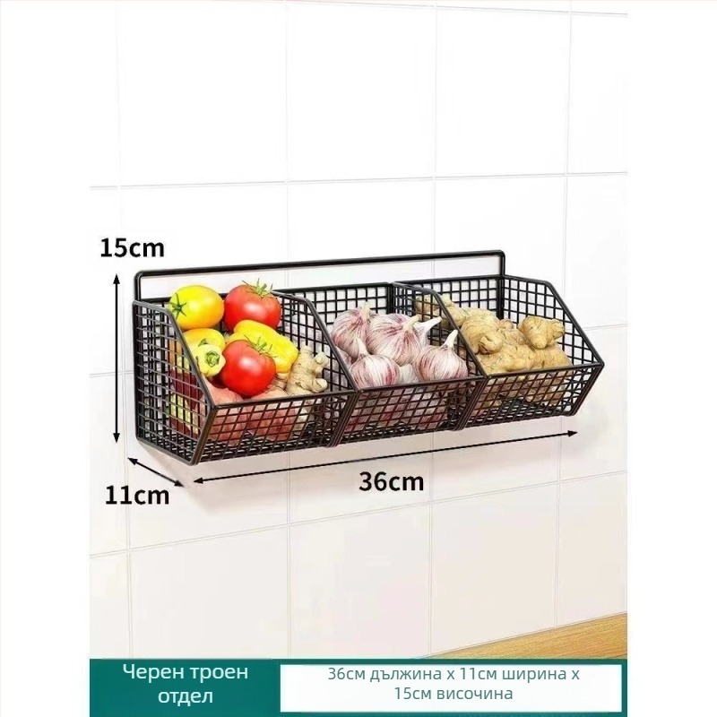 Кошница за съхранение на зелен лук, джинджифил и чесън, кухненска кошница за съхранение на чесън, стенен стелаж за съхранение на джинджифил и чесън, кутия за храна, артефакт