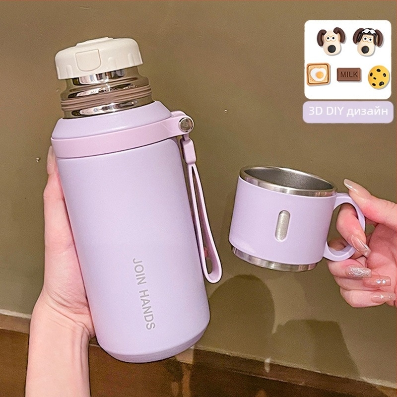 Термос от неръждаема стомана 316, специална чаша за деца и ученици, подходяща за училище, с висока цветна стойност, голям капацитет, преносима чаша за открито