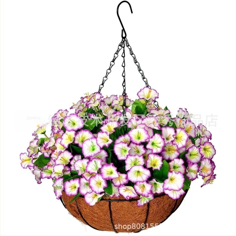 Трансгранично изкуствено цвете Коледна желязна рамка кокосова палма висяща кошница фалшива виолетова декорация външна висяща кошница за входна врата висяща орхидея на едро