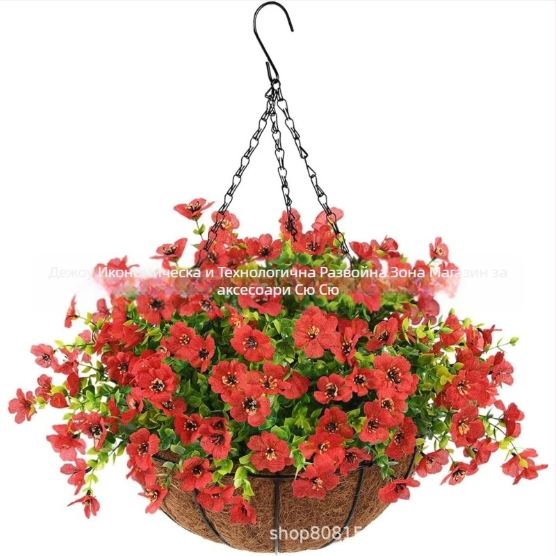 Трансгранично изкуствено цвете Коледна желязна рамка кокосова палма висяща кошница фалшива виолетова декорация външна висяща кошница за входна врата висяща орхидея на едро