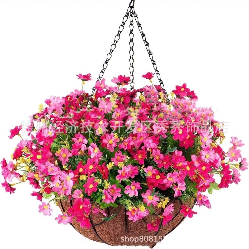 Трансгранично изкуствено цвете Коледна желязна рамка кокосова палма висяща кошница фалшива виолетова декорация външна висяща кошница за входна врата висяща орхидея на едро