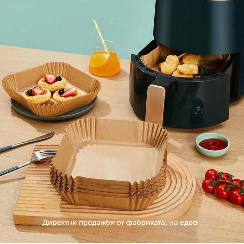 Фабрични продажби квадратна фритюрница, специална хартия, силиконова хартия за масло, абсорбираща масло хартия, тава за торта, хартия за печене на барбекю за еднократна употреба