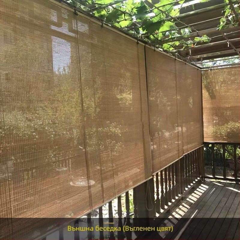 Китайски едро бамбукови завеси завеса инженерство ролетни щори сенник за слънцезащитен кабинет балкон чайна стая кръгли копринени ролетни щори засенчване на чайна стая