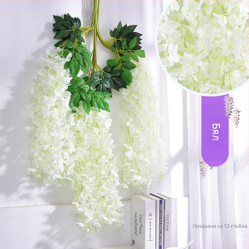 Изкуствена цветна декорация от глициния, висящо цвете, фалшиво цвете, лоза, висящо растение за вътрешна сватба и таван